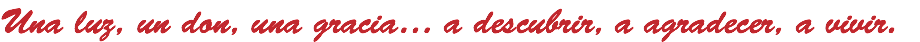 Una luz, un don, una gracia… a descubrir, a agradecer, a vivir. 